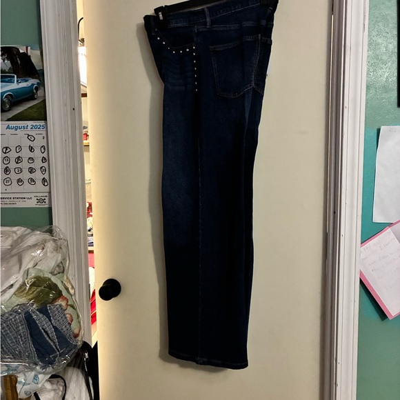 NWT Nine West Ladies Wide Leg Silver Detail Jeans ( Dark Wash) 8 - Picture 11 of 15